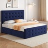 Whizmax Bed Frame with 4 Storage Drawers and Headboard, Velvet Upholstered Platform Bed Frame with Wooden Slats Support, Button Tufted Design, Blue - 3 of 4