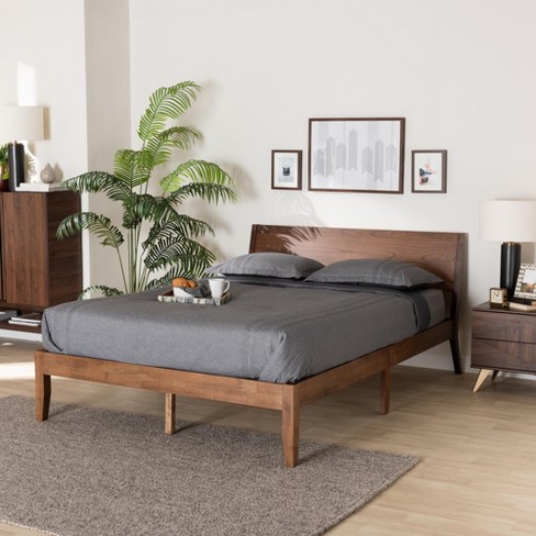 Baxton Studio Salvatore Mid-Century Modern Walnut Brown Finished Wood Platform Bed - image 1 of 4