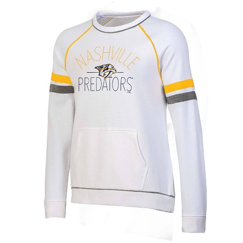 Nhl Nashville Predators Women's White Long Sleeve Fleece Crew