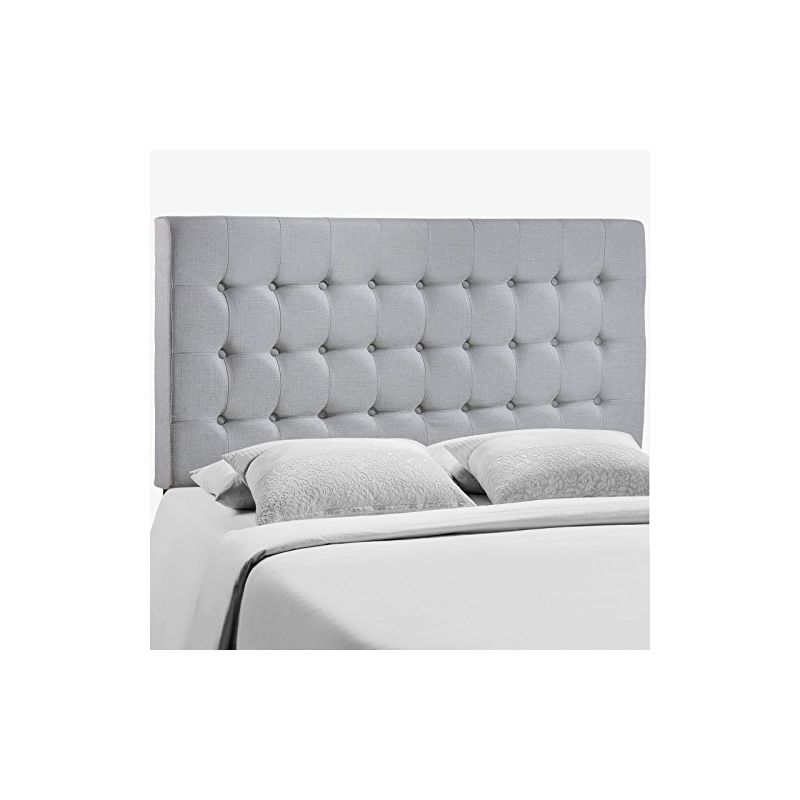 Modway Tinble Tufted Button Linen Fabric Upholstered Queen Headboard in Gray, 1 of 2