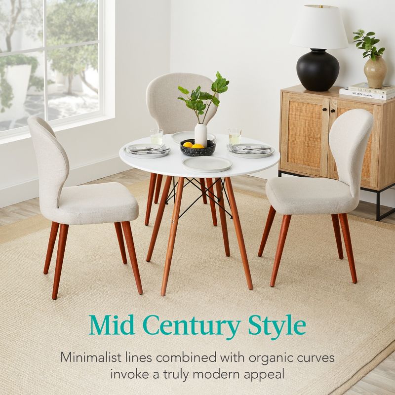 Best Choice Products 35.5in Round Compact Mid-Century Modern Dining Table w/ Beech Wood Legs, Metal Frame, 4 of 9