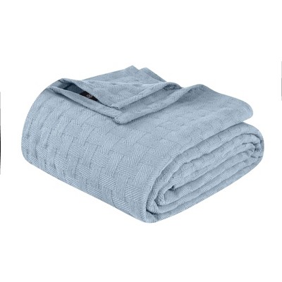 Basketweave Cotton Blanket, King, Light Blue - Blue Nile Mills : Target