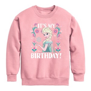 Boys' - Disney - Elsa It's My Birthday Graphic Long Sleeve Fleece Sweatshirt - 1 of 3