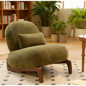 Hrinhom 28.4"W Velvet Accent Chair, Armless Chair With Thick Cushion Comfy Lumbar Pillow - 1 of 4