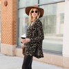 Amaryllis Women's Oversized Leopard Print Pullover Crew Neck Long Sleeve High-Low Hem Tunic Top - 4 of 4