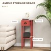 Aghana Digitals 2-Piece Red Slim Side Tables with Drawer & Shelf - Compact End Tables for Living - 4 of 4