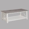 White Brown 3-Piece Set Table Top Cocktail Rectangular Coffee Table and Two Matching Square End Tables Living Room Wooden Furniture - 2 of 4