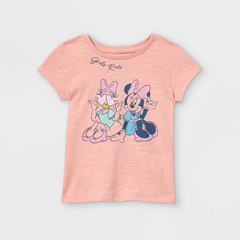 T-Shirt for Baby Girls Minnie Mouse Daisy Disney Short Sleeved Top Pink 