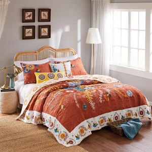 Topanga 5-Piece Quilt Set – Multi Color, Reversible Folk Art Comforter with Decorative Pillows by Greenland Home Fashions - 1 of 4