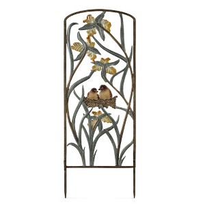 SPI Home Wide Lovebirds in Nest Trellis – 39" Garden Art with 6.25" Spikes, Decorative Outdoor Metal Accent - 1 of 4