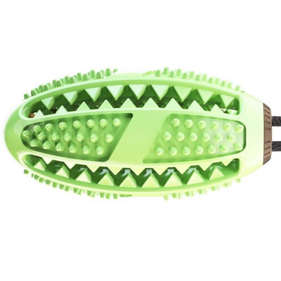 Green Rubber Football Shaped Treat Dispensing Suction Cup Dog Toy