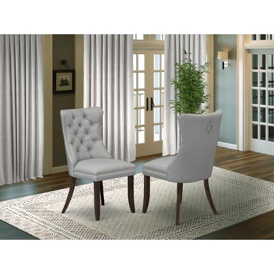 East West Furniture DAP2F23 Dallas Parson Kitchen Chairs - Button Tufted Nailhead Trim Beige Red faux Leather  Dining Chairs, Set of 2, linen white