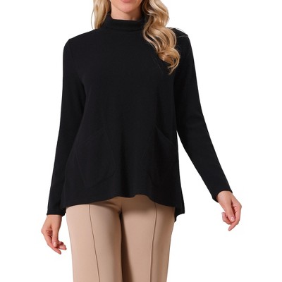 INSPIRE CHIC Women's Fall Winter Turtleneck Long Sleeve Knit Pocket Casual Pullover Sweaters
