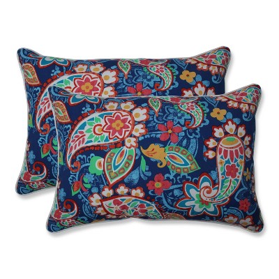 2pk Oversize Paisley Party Rectangular Throw Pillows Blue - Pillow Perfect