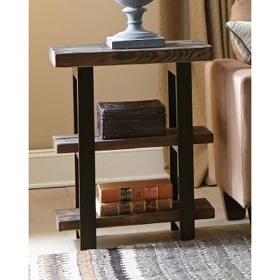 Pomona Rustic Natural 18.5" Reclaimed Wood and Metal End Table