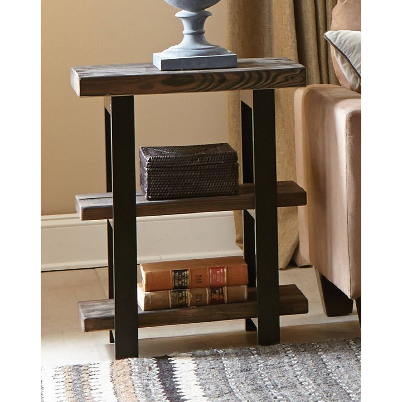 Pomona 2 Shelf End Table Reclaimed Wood Rustic Natural - Alaterre Furniture, 5 of 12