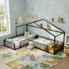 Polibi Double Twin Size L-Shaped Montessori Metal House Bed Frame - 2 of 4
