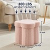 Ornavo Home Boucle Flower 12" Storage Ottoman - Footstool - Perfect for Dorm, Living Room and Bedroom - 2 of 4