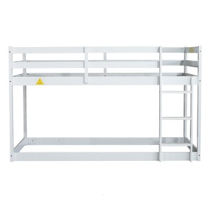 YOOCOZZ Twin over Twin Solid Rubber Wooden Floor Bunk Bed with Ladder - 1 of 4
