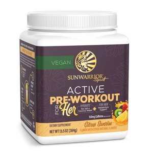 Active Pre-Workout Powder for Her, Women's Preworkout Powder, 150mg Caffeine, Sunwarrior, 30 Servings - 1 of 4