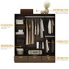 FUFU&GAGA Dark Wardrobe Closet with drawers,Modern Style Dresser with Hanging Rod for Clothes,Large Capacity Armoire for Bedroom - 4 of 4