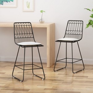 GDFStudio Hawkes Modern Iron 26.50 Inch Counter Stools with Cushions (Set of 2) - 1 of 4