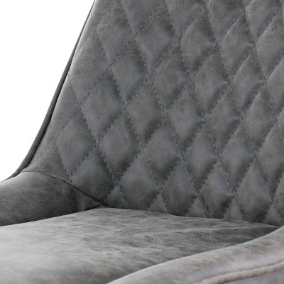 Gray Faux Leather Upholstered Arm Chair with Metal Legs