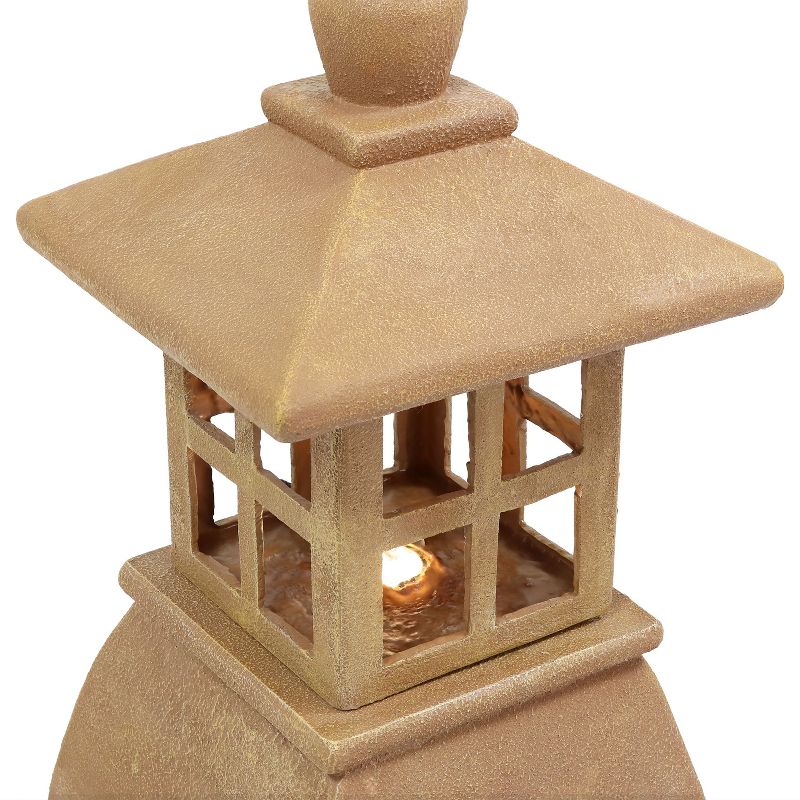Sunnydaze 23"H Electric Resin Zen Lantern Outdoor Water Fountain with LED Lights, 6 of 12
