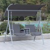 Outsunny 2 Person Porch Swing with Stand, Outdoor Swing with Canopy, Pivot Storage Table, 2 Cup Holders, Cushions for Patio, Backyard - 2 of 4