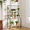 3-Tier Metal Ladder Flower Plant Shelf Heavy Duty Plant Stand with Hanging Plant Pot Shelf with Wheels Gridwall Display Stand with Gridwall Panels - 2 of 4