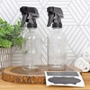 Cornucopia Brands 8oz Clear Glass Spray Bottles 2pk; Boston Round Bottles w/ 3-Setting Adjustable Black Heavy Duty Sprayers & Chalk Labels - 2 of 4