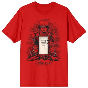 The Conjuring 4: Last Rites (2025) Doll and the Door, Enter if you dare text and logo on red Adult T-Shirt - 1 of 4