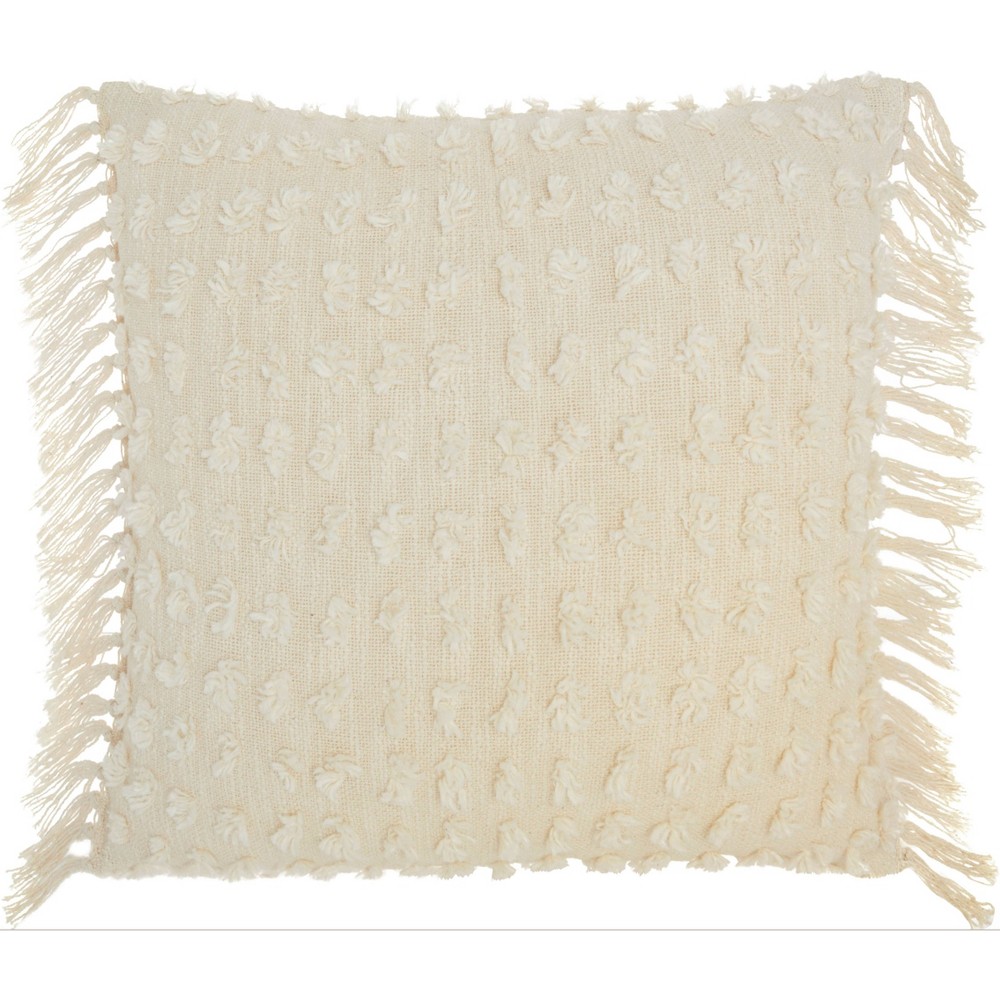 Photos - Pillow 20"x20" Oversize Life Styles Cut Fray Texture Square Throw  Cream 