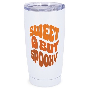Elanze Designs Sweet But Spooky Ghost Halloween Wrap-Around Design 20 Ounce Stainless Steel On-The-Go Coffee Mug, Thermal Travel Tumbler with Leak - 1 of 4