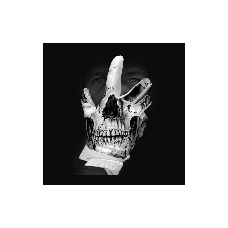 Battle Sports Skull Face Cloaked Adult Football Receiver Gloves - Black/White, 2 of 3