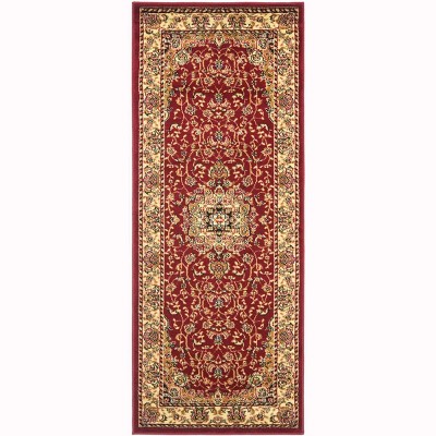 Red and Ivory Floral Safavid Style Circular Area Rug