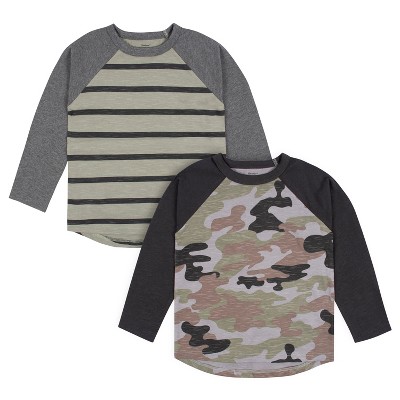 Image of Gerber Toddler Boys' Raglan Tees - Green Camo - 12 Months - 2-Pack