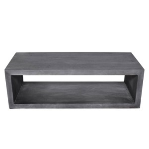 58" Cube Shape Mango Wood Coffee Table with Open Bottom Shelf Gray - The Urban Port - 1 of 4