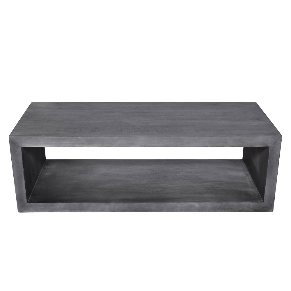 Photos - Coffee Table 58" Cube Shape Mango Wood  with Open Bottom Shelf Gray - The U