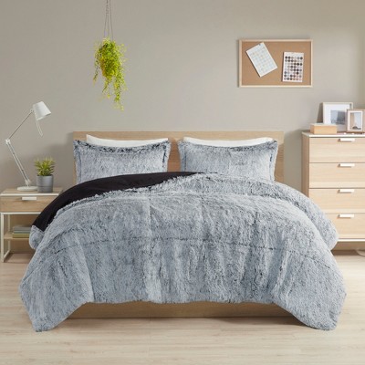 Stylish Fluffy Texture Comforter Set, All Season Home Textile fits Modern Bedroom Decor, Valentine's Day Gifts