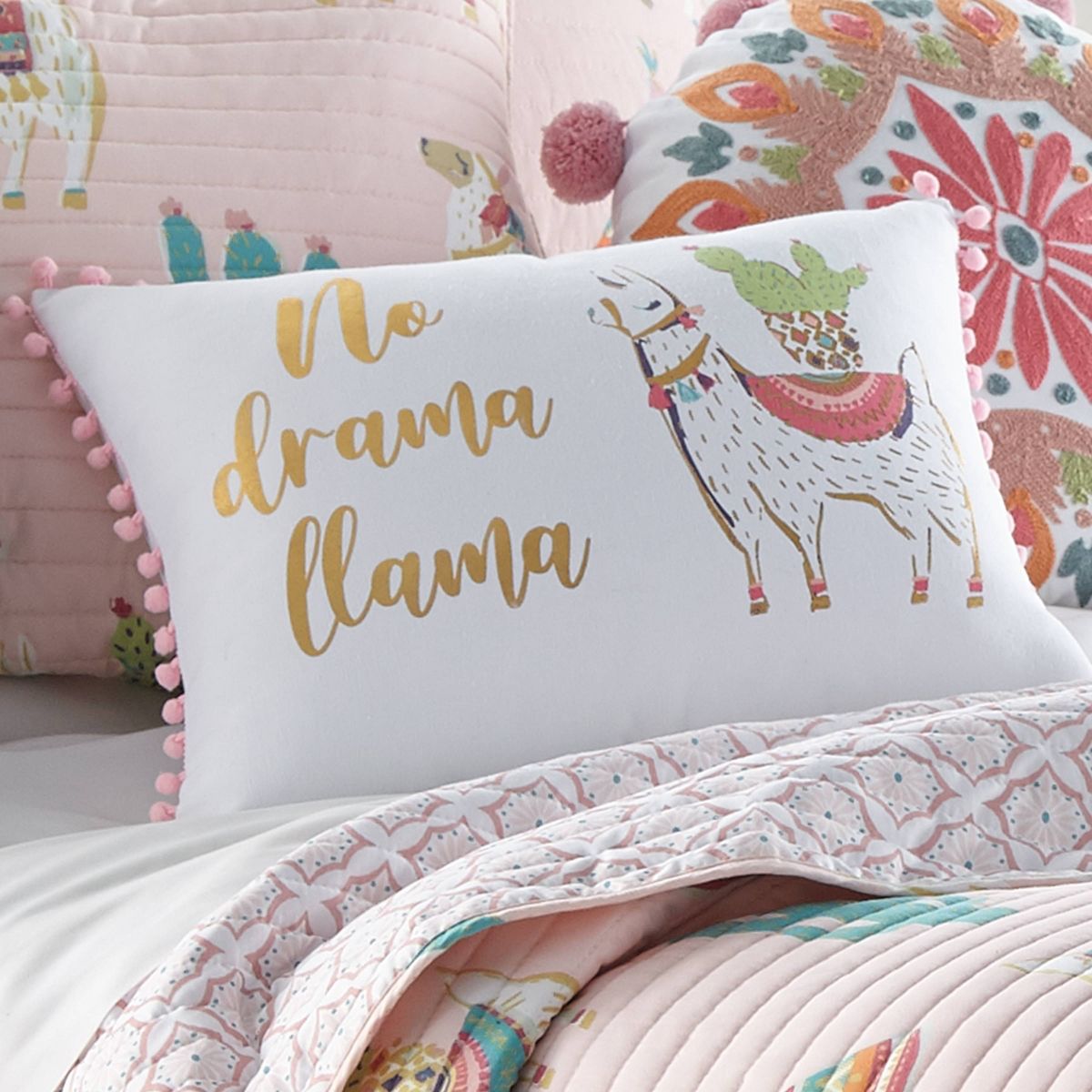 Alpaca No Drama Llama Kids' Pillow - Homthreads: Modern Decorative Throw, Cotton, Removable Cover, Indoor Use - thumbnail 2