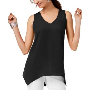 I.N.C International Concepts Womens Hankerchief Hem Sleeveless Blouse Top, Black, Medium - 1 of 1