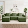 Modular 3-Seat U-Shaped Sectional Sofas with 2 Ottomans, Deep Seat Cloud Sectional Couch, Corduroy Fabric with Throw Pillows - 3 of 4