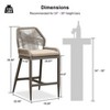 PURPLE LEAF Patio Sunbrella Bar Stools Set of 2 Handwoven Wicker Bar Height Stool Modern Aluminum Outdoor Wicker Barstools with Back and Cushion - 3 of 4
