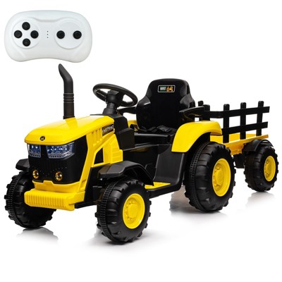 Kids Ride On Tractor, 12V Ride On Toy Car with Remote Control, Electric Vehicles Toy with LED Headlights & USB