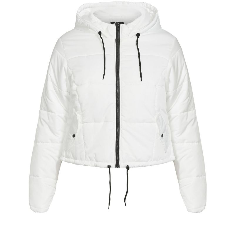 Women's Plus Size Streetwise Puffer Jacket - ivory | CITY CHIC, 3 of 4