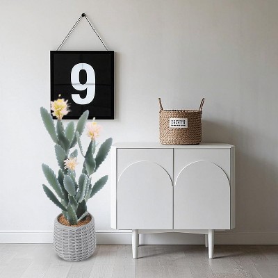Artificial Cactus, Tall Fake Big Cactus Potted Faux Cacti Plants in Pot Lifelike Potted for Balcony Living Room Kitchen Office Patio Entranceway