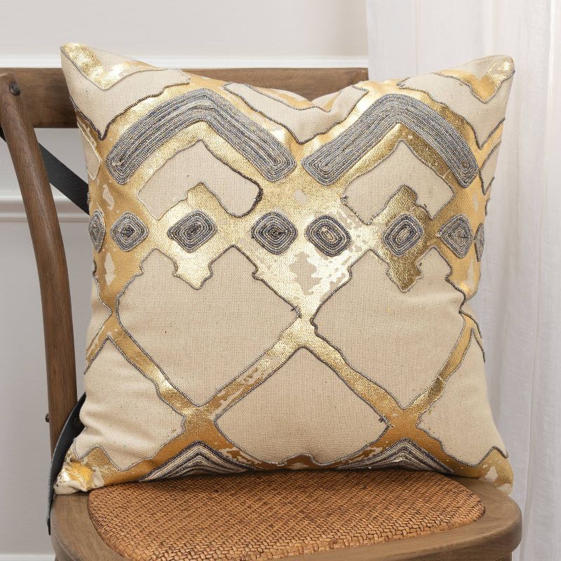 Geometric Poly Filled Throw Pillow Gold - Rizzy Home, 6 of 7