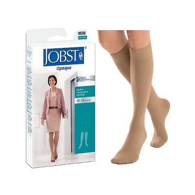 JOBST Opaque Knee-High Compression Stockings with SoftFit Band - 20-30 mmHg - Closed Toe - Medium - Natural