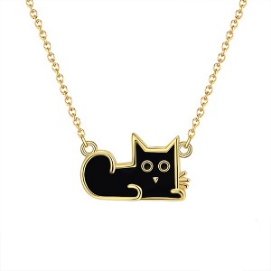 Black Cat Earrings or Necklace for Women Gold Plated Sterling Silver Ginger Lyne Collection - 1 of 4